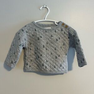 Little planet by carters 6m grey & green tree quilted pullover sweater